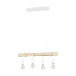 Eglo Hanglamp Townshend Staal Wit Hout | IP20 - Geschikt voor 4x E27 