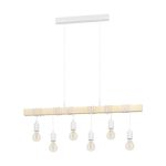 Eglo Hanglamp Townshend Staal Wit Hout | IP20 - Geschikt voor 6x E27 